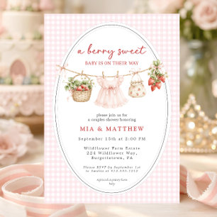 Baby Shower 'Berry Sweet Baby Strawberry' All-in-O Kaart