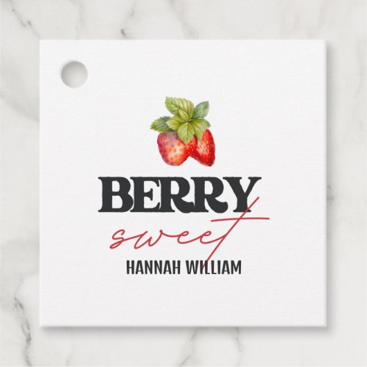 Baby shower Berry Sweet Strawberries Bedankjes Labels (Voorkant)