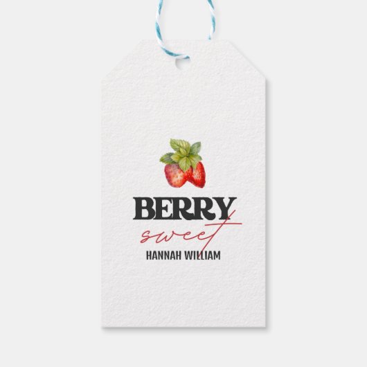 Baby shower Berry Sweet Strawberries Cadeaulabel (Achterkant)