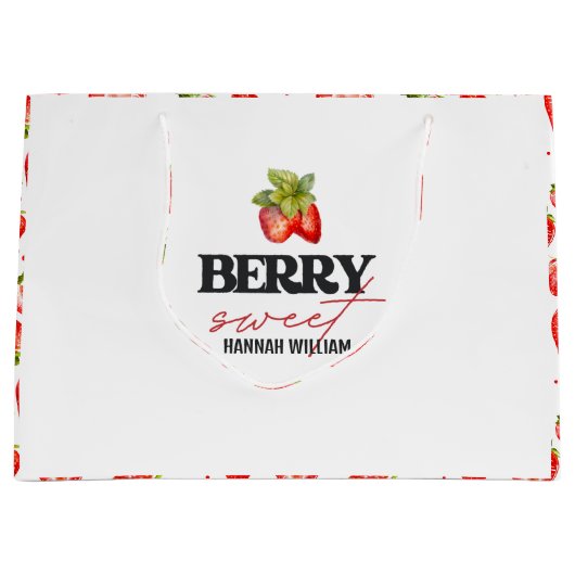 Baby shower Berry Sweet Strawberries Groot Cadeauzakje (Voorkant)