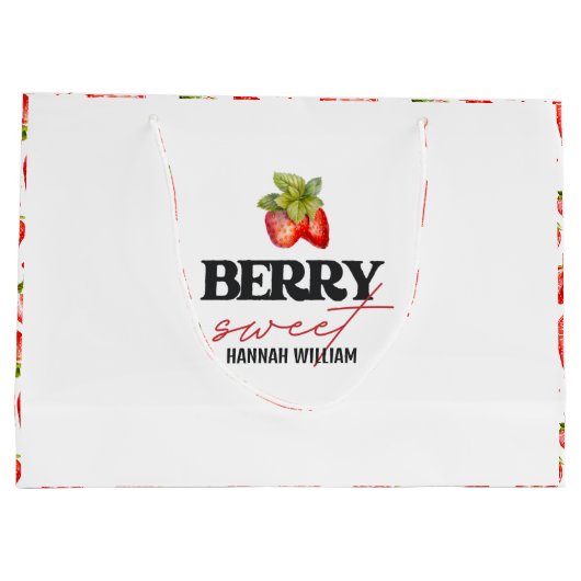Baby shower Berry Sweet Strawberries Groot Cadeauzakje (Achterkant)