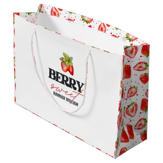 Baby shower Berry Sweet Strawberries Groot Cadeauzakje (Achterkant Gekanteld)