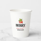 Baby shower Berry Sweet Strawberries Papieren Bekers (Achterkant)