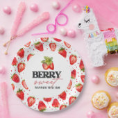 Baby shower Berry Sweet Strawberries Papieren Bordje (Feest)