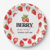 Baby shower Berry Sweet Strawberries Papieren Bordje (Voorkant)