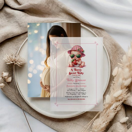 Baby Shower 'Berry Sweet' Vellum Uitnodigingen