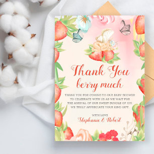 Baby Shower Bescheiden Zoete Aardbei Bedankt