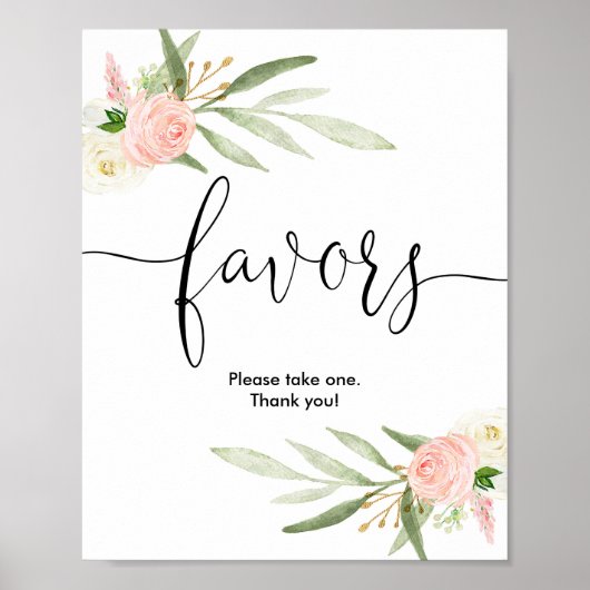 Baby shower bevoordeelt roze groen goudelegant poster (Voorkant)