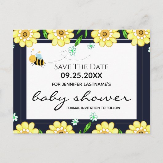 Baby shower Bewaar de datum Briefkaart (Voorkant)