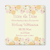 Baby shower Bewaar de datum Fancy Modern Floral Magneet (Voorkant)