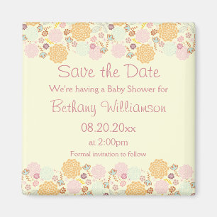 Baby shower Bewaar de datum Fancy Modern Floral Magneet