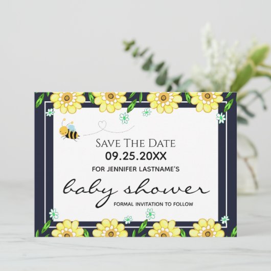 Baby shower Bewaar de datum Kaart (Staand voorkant)