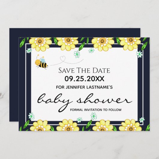 Baby shower Bewaar de datum Kaart (Voorkant / Achterkant)