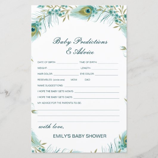 Baby shower Bewerkbare Baby Voorspelling en advies (Voorkant)