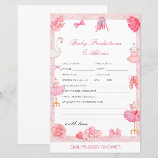 Baby shower Bewerkbare Baby Voorspelling en advies (Voorkant / Achterkant)