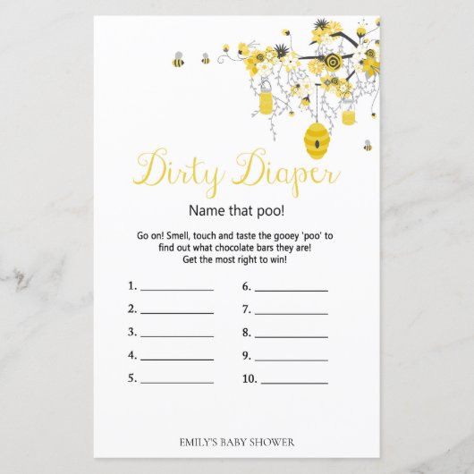 Baby shower bij bijen - Dirty Diaper (Voorkant)