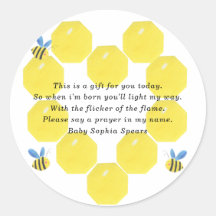 Baby shower bij bijen - Kaartenlabel voor gebeden