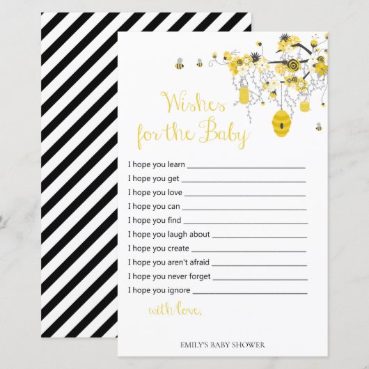 Baby shower bij bijen - wenst Baby (Voorkant / Achterkant)