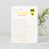 Baby shower, bij, hoe goed ken je mam Kaart (Staand voorkant)