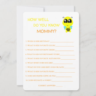 Baby shower, bij, hoe goed ken je mam Kaart