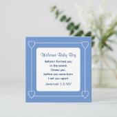 Baby shower Bijbel Verse Striped Blue Uitnodiging (Staand voorkant)