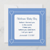 Baby shower Bijbel Verse Striped Blue Uitnodiging (Voorkant)