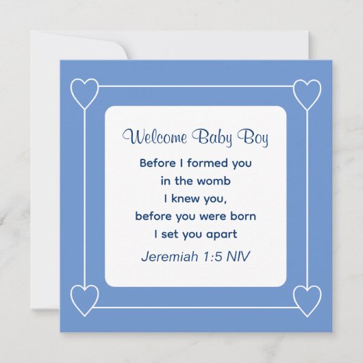Baby shower Bijbel Verse Striped Blue Uitnodiging (Voorkant)