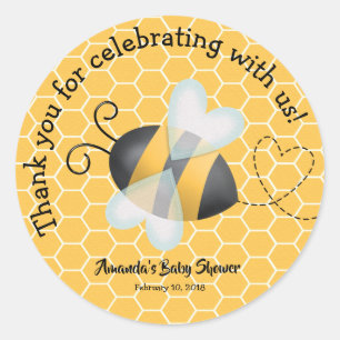 Baby shower bijen Dank je wel, aansteker Ronde Sticker