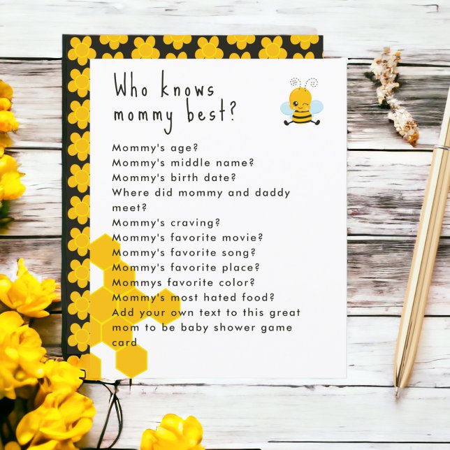 Baby Shower Bijen- en Bloemfeestspel (Baby Shower Party Games with bee and flower pattern from Ricaso)