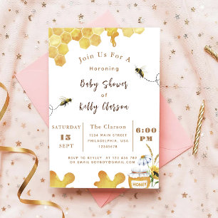 Baby shower Bijen Geel Bijen en Zonnebloem Kaart