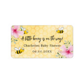 Baby shower bijen geel honingraat floraal etiket (Voorkant)