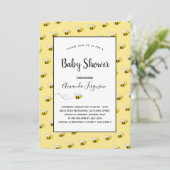 Baby shower bijen geel schattig kaart (Staand voorkant)