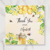 Baby shower bijen gele bloemen honing bedankjes labels (Achterkant)