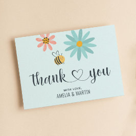 Baby shower bijen Licht Blauw Bedankkaart