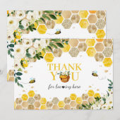 Baby shower bijen mama om genderneutraal te zijn bedankkaart (Voorkant / Achterkant)