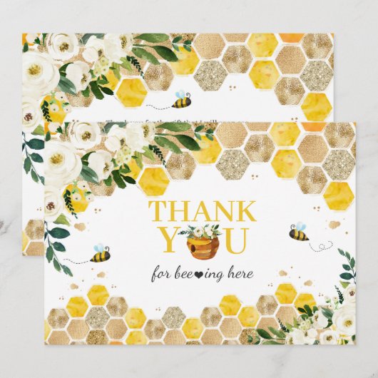 Baby shower bijen mama om genderneutraal te zijn bedankkaart (Voorkant / Achterkant)