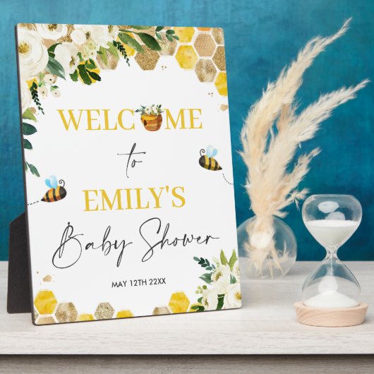 Baby shower bijen mama om genderneutraal te zijn fotoplaat (Zijkant)