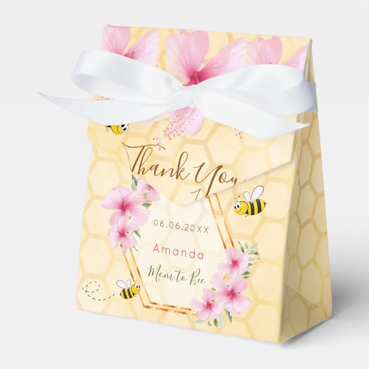 Baby shower bijen roze bloemen meisje bedankdoosjes (Voorkant Zijde)