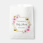 Baby shower bijen roze bloemetjes bedankzakje (Voorkant)
