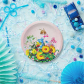 Baby shower bijen roze bloemige fopspeen papieren bordje (Feest)