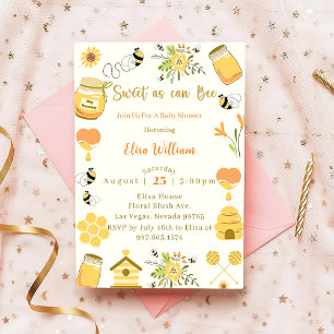 Baby shower bijen zoet als kan bijen kaart