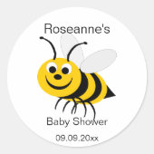 Baby shower bijenontwerp ronde sticker (Voorkant)
