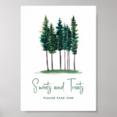 Baby shower bijtende groene bomen poster (Voorkant)