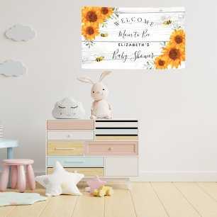 Baby shower bijtende zonnebloemen spandoek