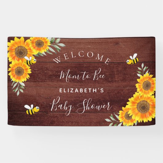 Baby shower bijtende zonnebloemen spandoek (Horizontaal)