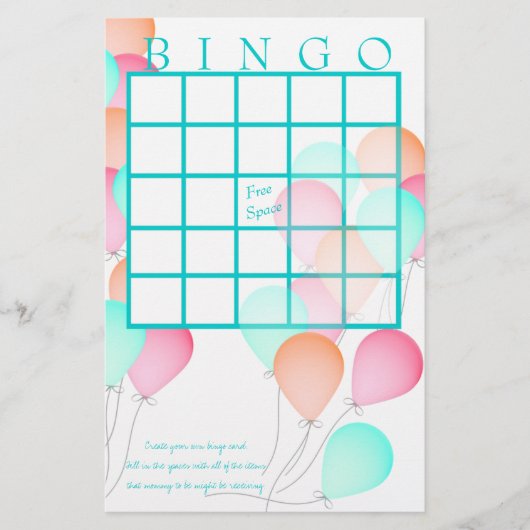 Baby shower Bingo (Voorkant)