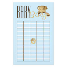 Baby Shower BINGO Baby Blauw Gouden Olifant