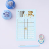 Baby shower BINGO Baby Blue Gold Elephant Flyer (Enkel)