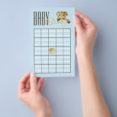 Baby shower BINGO Baby Blue Gold Elephant Flyer (Hand)