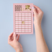 Baby Shower BINGO Baby Goud Roze Olifant Flyer (Hand)